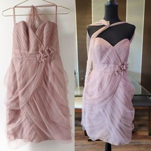 ALFRED ANGELO Modern Vintage Dusty Rose Mesh Ruched Cocktail Dress Size 8